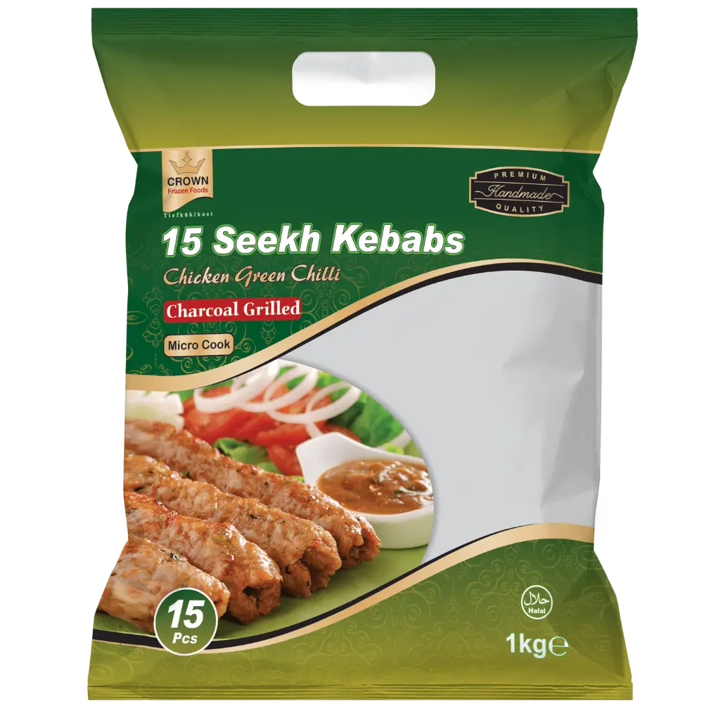 Crown Seekh Kebab Green Chilli Chicken Halal 15pcs - 900g