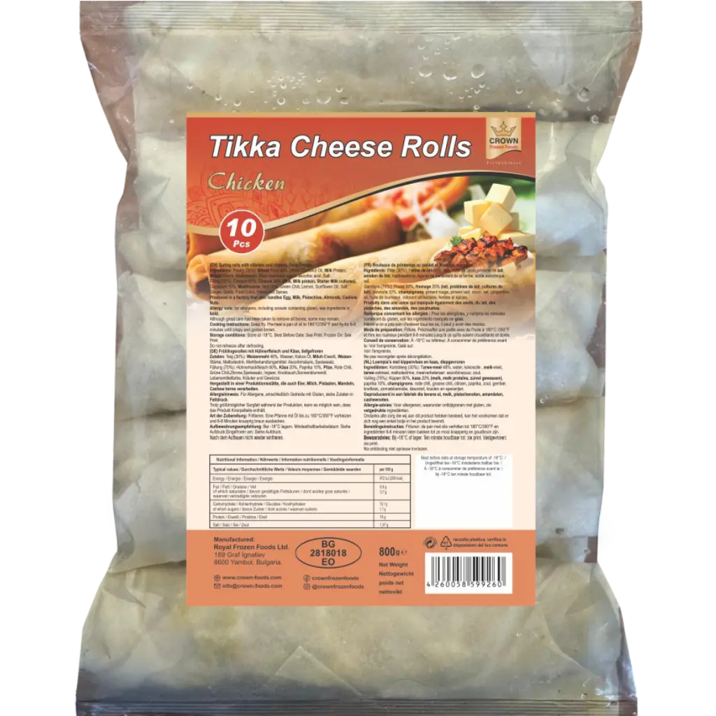 Crown Cheese Chicken tikka rolls Halal - 12pcs