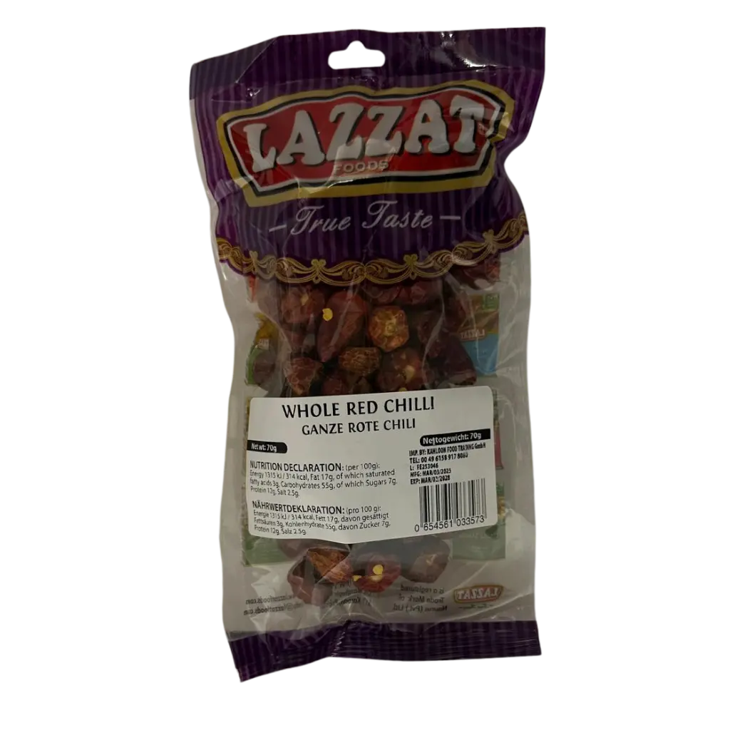 Lazzat Chilli Whole Red Round 70g