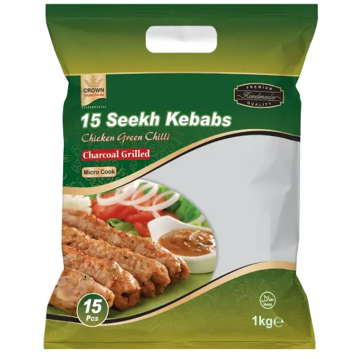 Crown Seekh Kebab Green Chilli Chicken Halal 15pcs - 900g